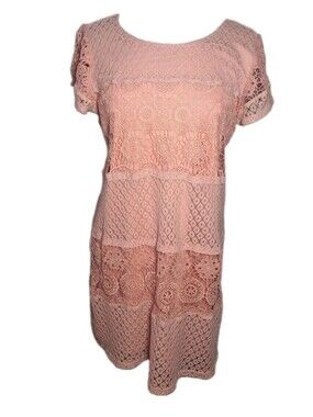 Xhilaration Short Sleeve Lace Dress In Coral Pink Juniors Size XXL Womens XL